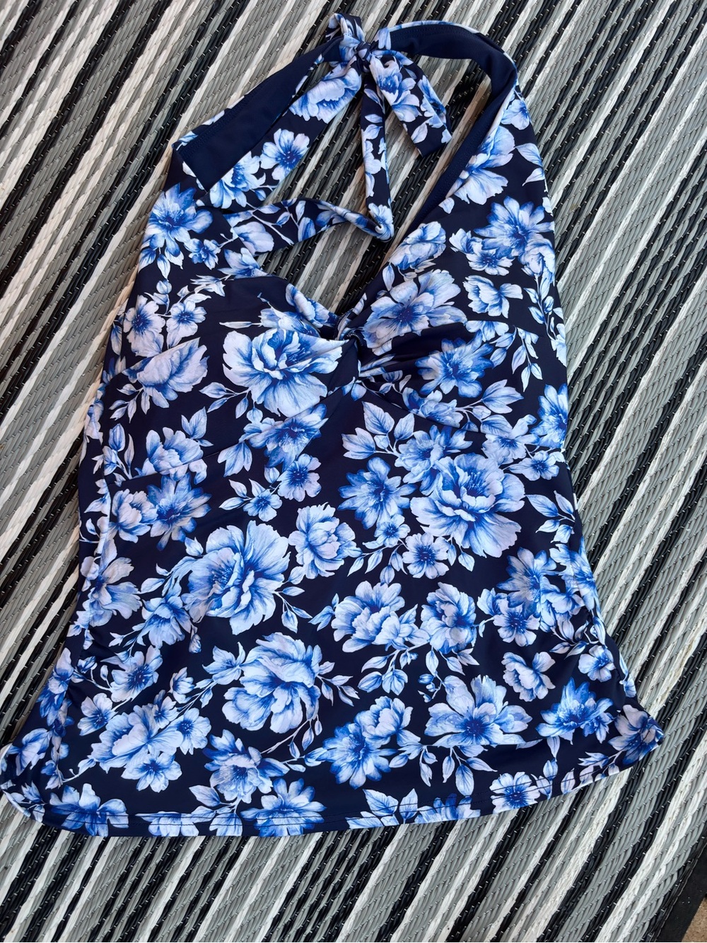 Lands' End Light Blue Floral Halter Tank